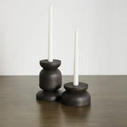 Organic Wood Taper Candlestick Holder Kanju Interiors