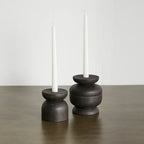 Organic Wood Taper Candlestick Holder Kanju Interiors