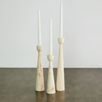 Tapered Candlestick Holder Pine Wood Cognac, Espresso, Natural Kanju Interiors