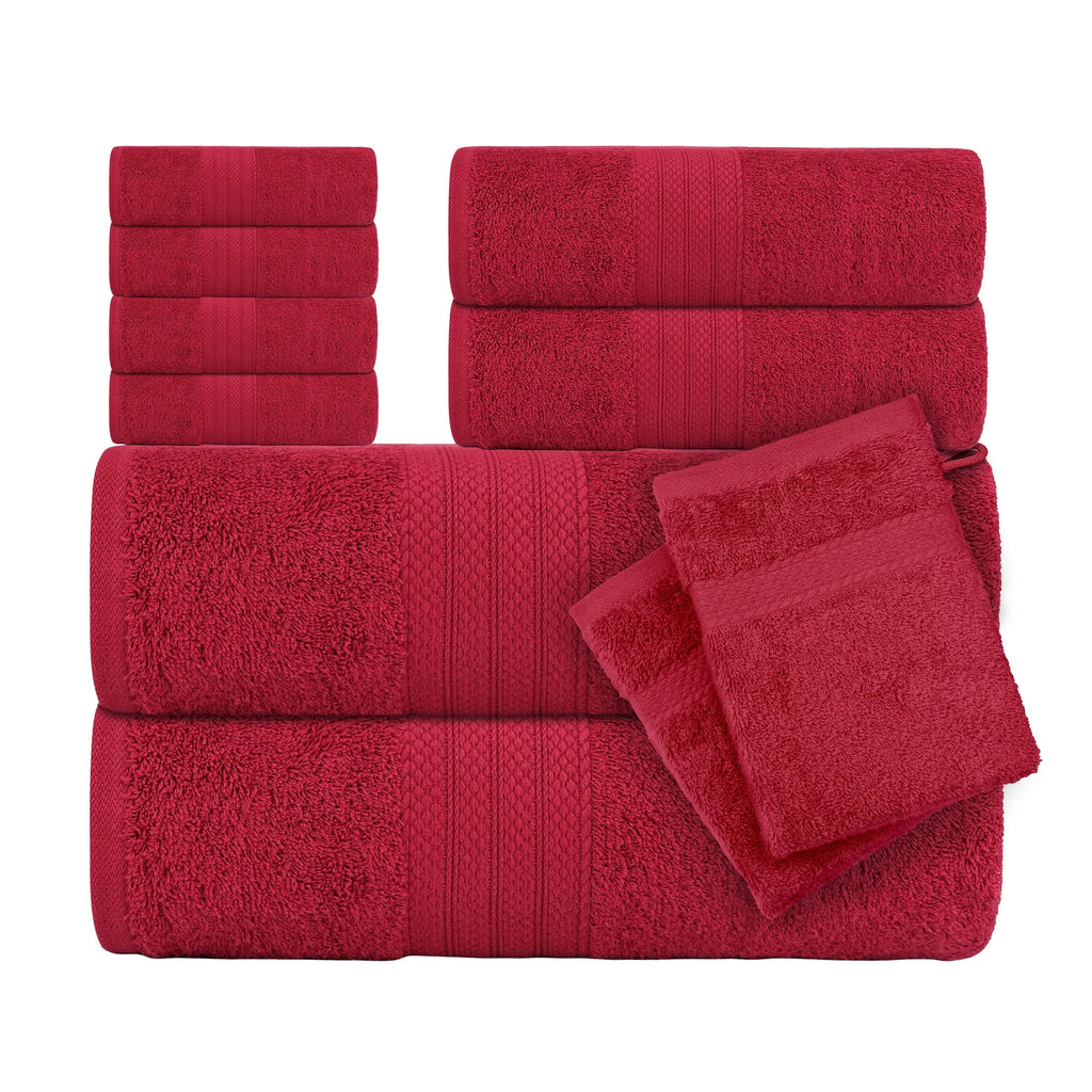 10pcs Luxury Towel Set Towel Bale Set 100% Cotton Ring Spun Cotton Highly Absorbent Towels Ideal for Everyday use | 2x Bath Towel 70x135 Cm | 2x Hand Towel 40x 80 Cm | 4x Face Towel 30x30 Cm | 2x Washing Gloves 16x21 cm House Of Avana