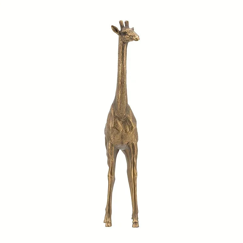 11.2-inch Modern Resin Giraffe Statue with Copper Coating - Elegant Standing Giraffe Figurine with... - House Of Avana