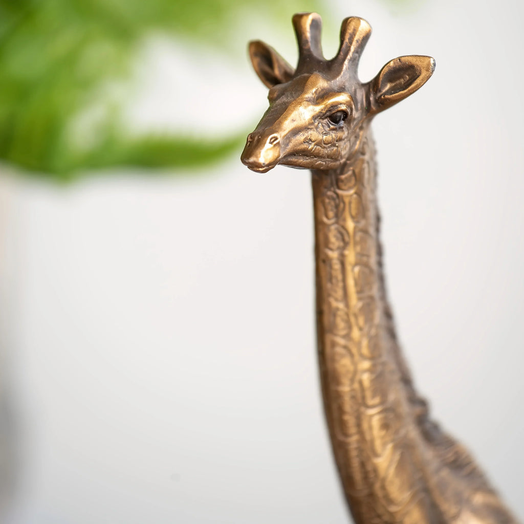 11.2-inch Modern Resin Giraffe Statue with Copper Coating - Elegant Standing Giraffe Figurine with... - House Of Avana