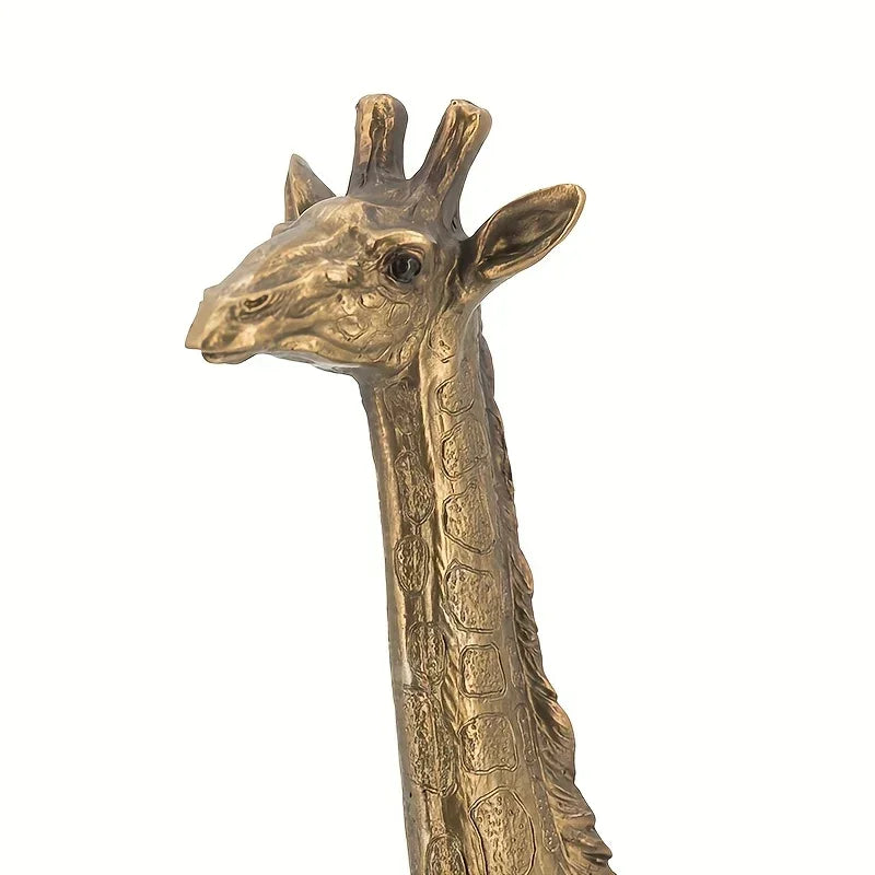 11.2-inch Modern Resin Giraffe Statue with Copper Coating - Elegant Standing Giraffe Figurine with... - House Of Avana