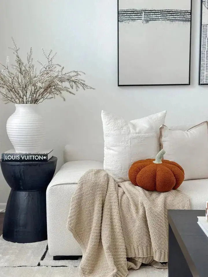 Jumbo Sherpa Orange Pumpkin Pillow Busa Designs