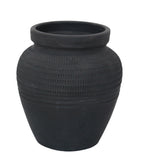 11" Black Terracotta Vase, back view - House Of Avana