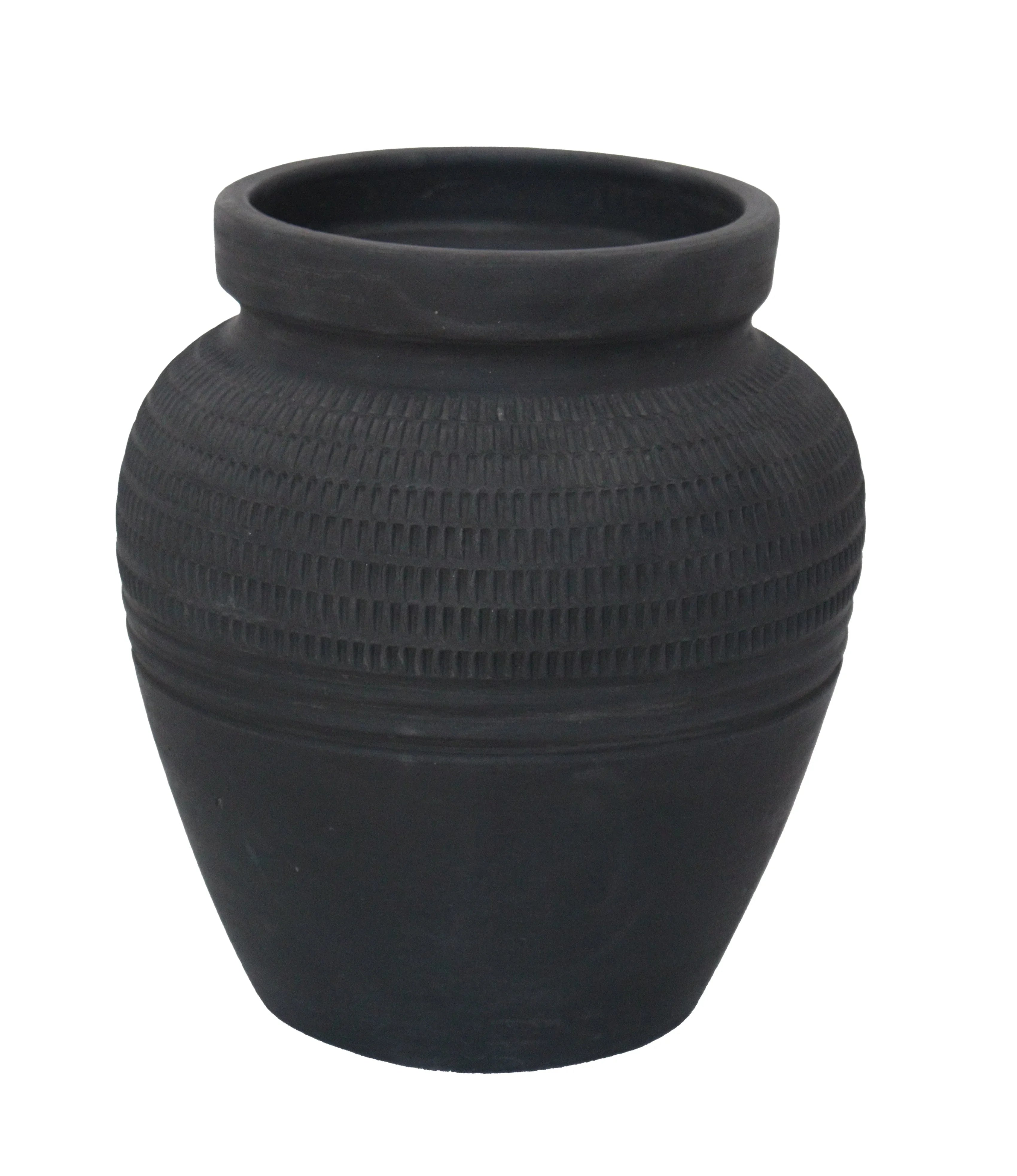 11" Black Terracotta Vase CG Hunter
