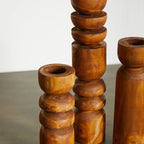 Abstract Wooden Tealight Totem Candle Holder Kanju Interiors