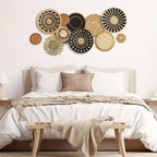 11pcs Boho Hanging Wall Basket Decor Handmade Woven Wicker Baskets Round Farmhouse Bulrush Art For Rustic Home Decorations Christmas Halloween Thanksgiving House Of Avana