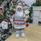1pc Large 12-inch (30cm) Life-Size Collectible Santa Claus Doll with Expressive Eyes, Posable Arms & Sitting Base - Durable Plastic//Fabric Construction for Indoor Christmas Tree & Home Decorations, Year-Round Display - Ideal House Of Avana