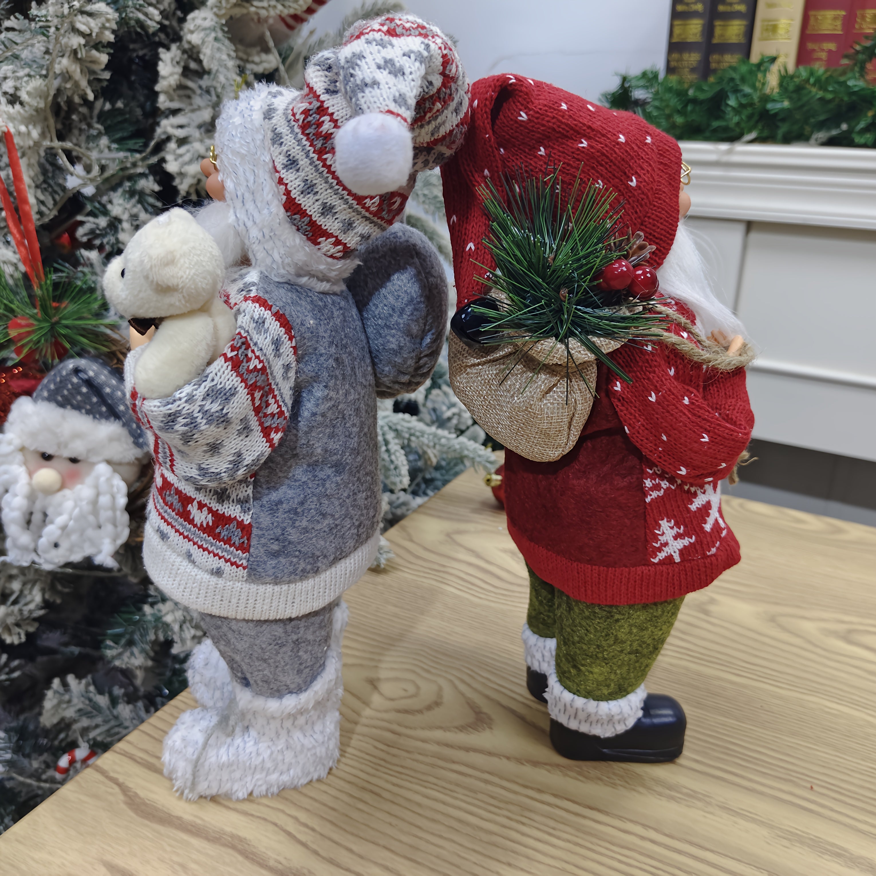 1pc Large 12-inch (30cm) Life-Size Collectible Santa Claus Doll with Expressive Eyes, Posable Arms & Sitting Base - Durable Plastic//Fabric Construction for Indoor Christmas Tree & Home Decorations, Year-Round Display - Ideal House Of Avana