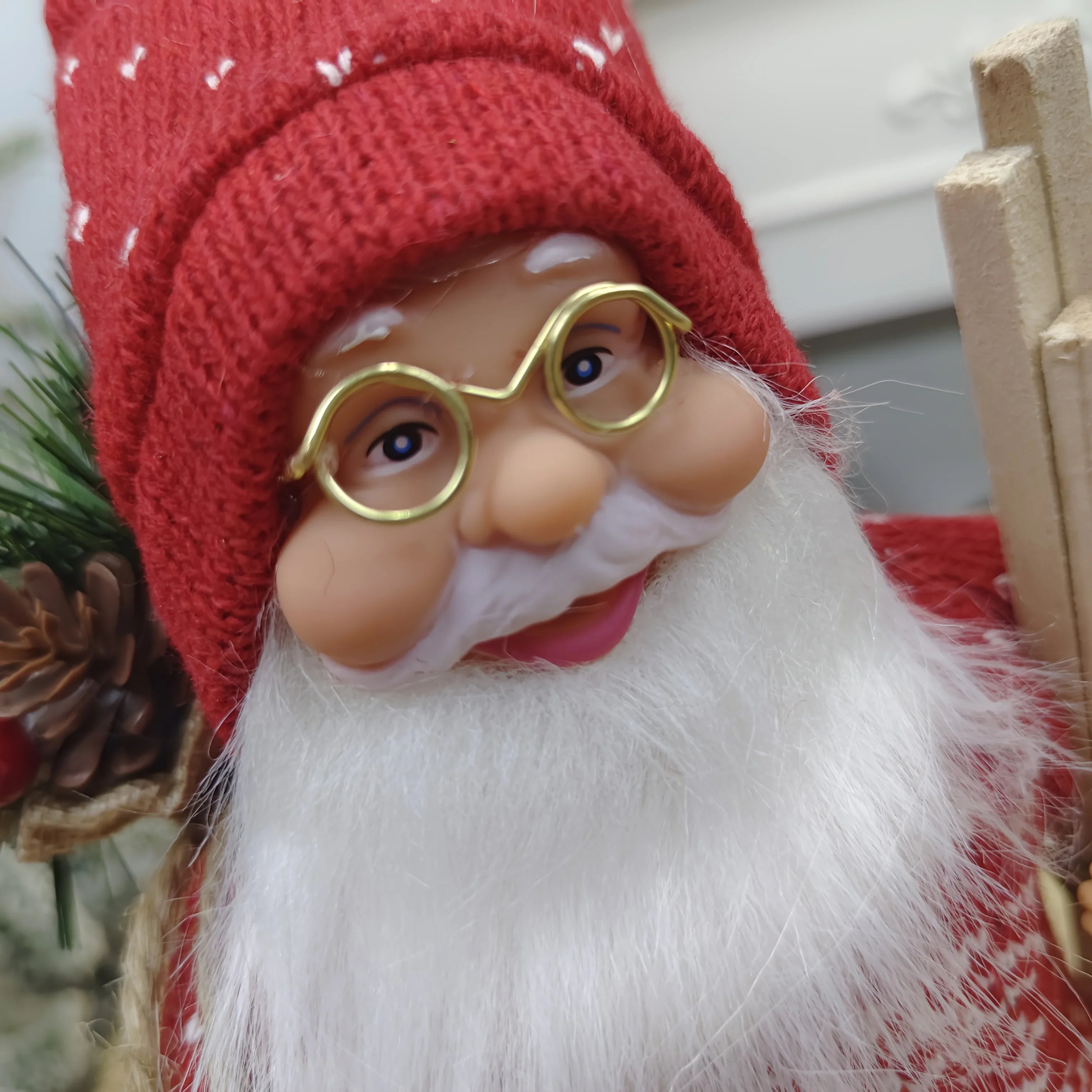 1pc Large 12-inch (30cm) Life-Size Collectible Santa Claus Doll with Expressive Eyes, Posable Arms & Sitting Base - Durable Plastic//Fabric Construction for Indoor Christmas Tree & Home Decorations, Year-Round Display - Ideal House Of Avana