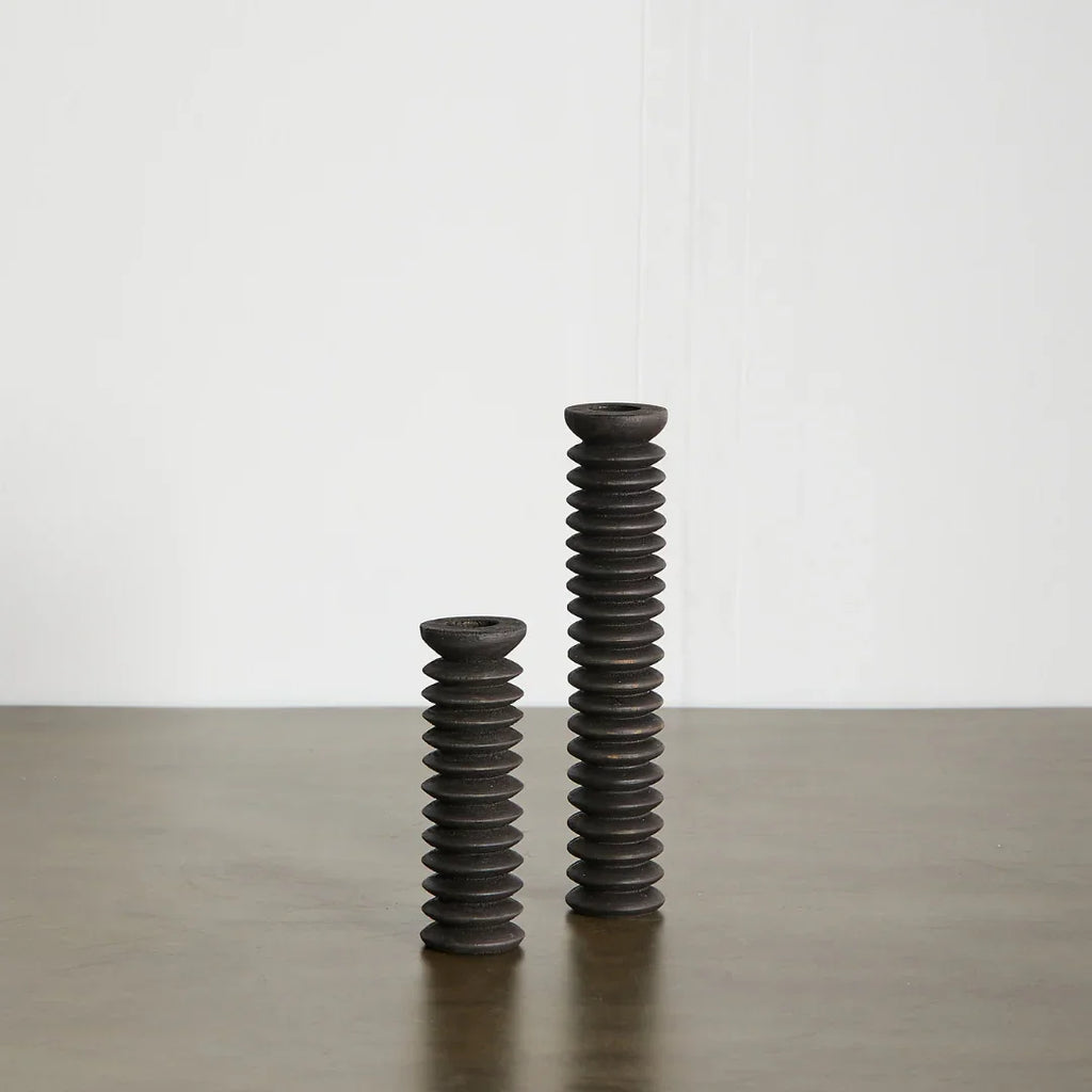 Spiral Pine Modern Wood Candle Candlestick Holder Kanju Interiors