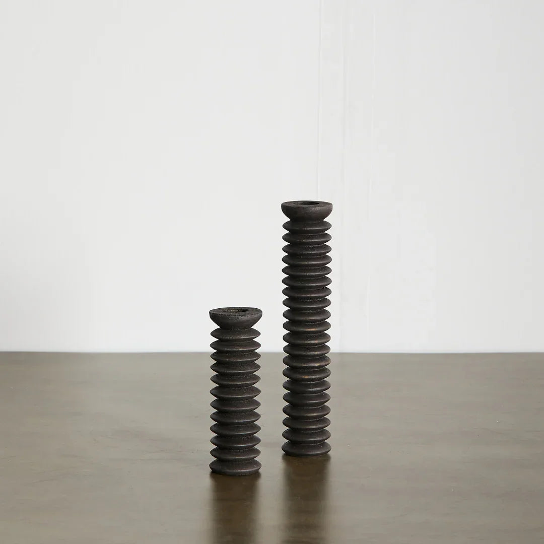 Spiral Pine Modern Wood Candle Candlestick Holder Kanju Interiors