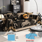 Luxurious Chenille Horse Design Sofa Cover Decor in Orange & Green topspet