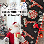 DaDa Bedding Peppermint Joy Red Black Holiday Tapestry Dining Table Runner (12904)