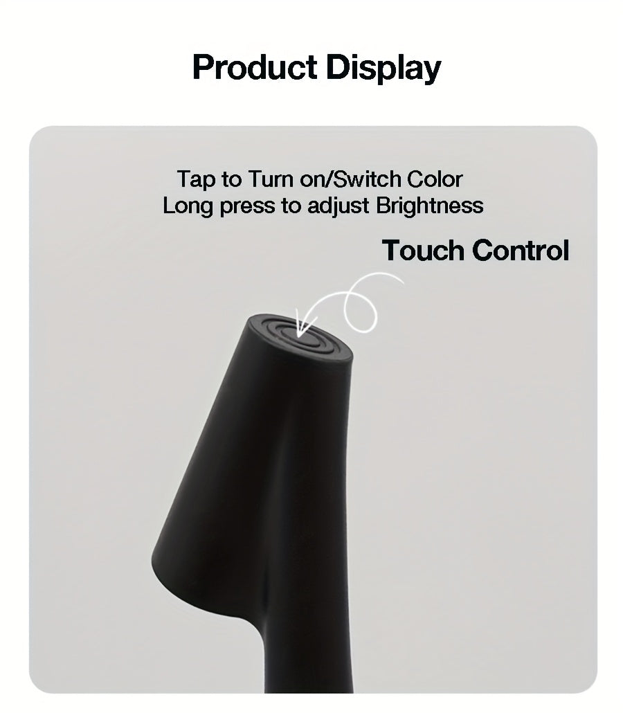 Modern LED Table Lamp with Touch Control - Rechargeable Battery-Powered Desk Light, Matte Black Finish & Adjustable Brightness for Home Office, Living Room, Bedroom Decor, Desk Lamp Rechargeable, Bedroom Lighting, Sleek Desig House Of Avana