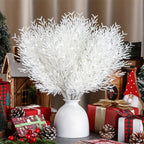 12pcs Artificial Pine Branches & Cedar Picks - Realistic White Faux Flowers for Christmas Decor, DIY Wreaths, and Home Decoration, Perfect for Holiday Tabletop Arrangements, Christmas Decorations, Best for Christmas, Christma House Of Avana