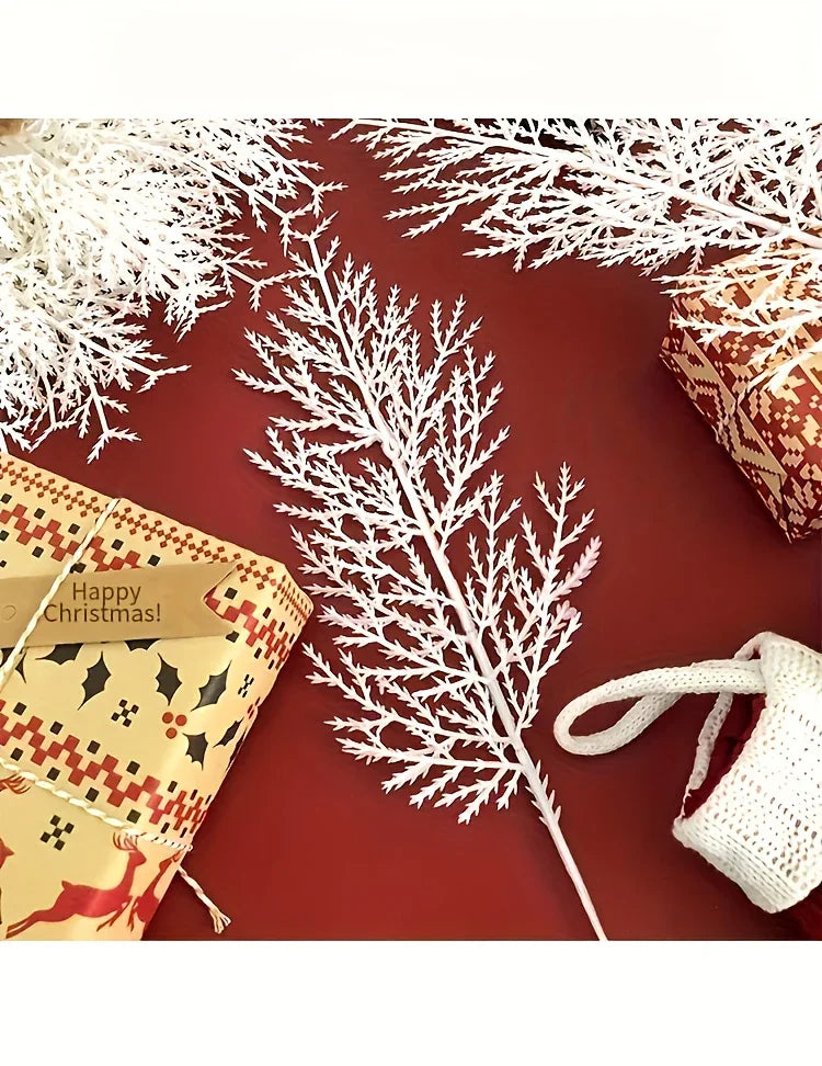 12pcs Artificial Pine Branches & Cedar Picks - Realistic White Faux Flowers for Christmas Decor, DIY Wreaths, and Home Decoration, Perfect for Holiday Tabletop Arrangements, Christmas Decorations, Best for Christmas, Christma House Of Avana