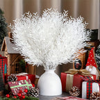12pcs Artificial Pine Branches & Cedar Picks - Realistic White Faux Flowers for Christmas Decor, DIY Wreaths, and Home Decoration, Perfect for Holiday Tabletop Arrangements, Christmas Decorations, Best for Christmas, Christma House Of Avana