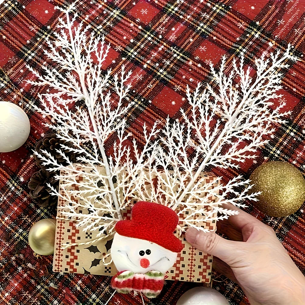 12pcs Artificial Pine Branches & Cedar Picks - Realistic White Faux Flowers for Christmas Decor, DIY Wreaths, and Home Decoration, Perfect for Holiday Tabletop Arrangements, Christmas Decorations, Best for Christmas, Christma House Of Avana