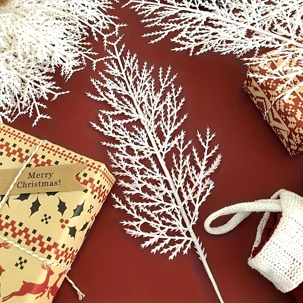 12pcs Artificial Pine Branches & Cedar Picks - Realistic White Faux Flowers for Christmas Decor, DIY Wreaths, and Home Decoration, Perfect for Holiday Tabletop Arrangements, Christmas Decorations, Best for Christmas, Christma House Of Avana