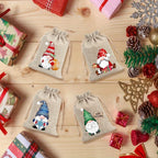 12pcs Christmas Linen Gift Bag Set, Santa Claus Drawstring Bags, Suitable for Holiday Party Gifts and Jewelry Storage, Perfect for Christmas and New Year Party Supplies House Of Avana