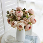 13 Branches Elegant Realistic Peony Silk Flower, Champagne Color - Lifelike Floral Decoration for Home... - House Of Avana