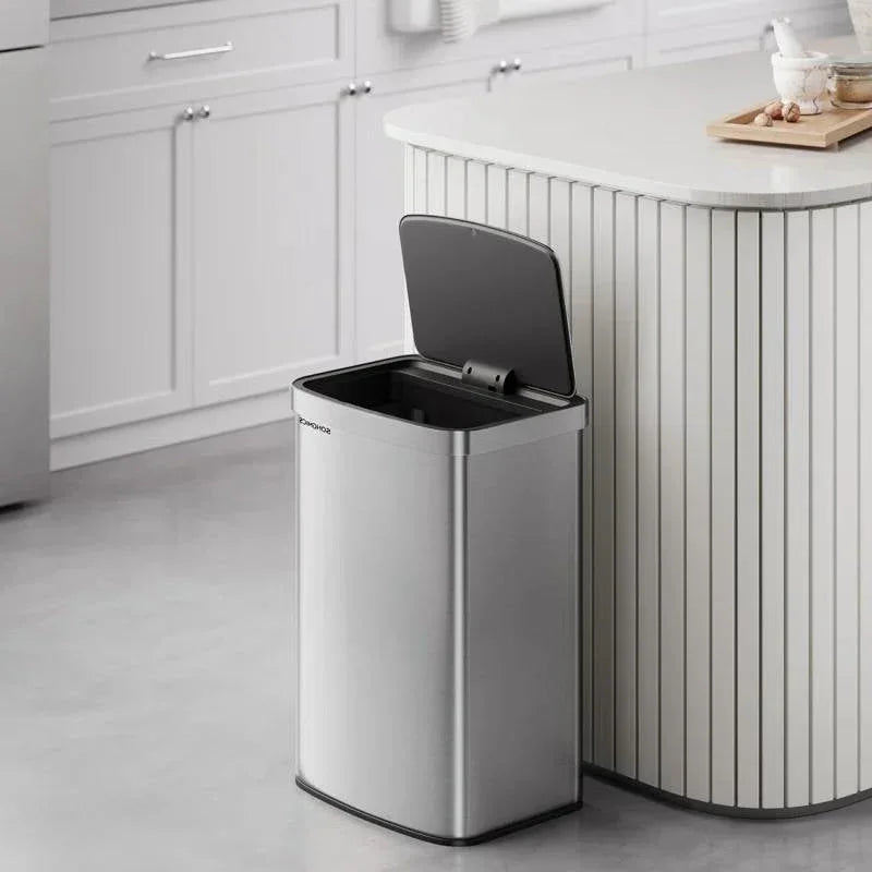13-Gallon Stainless Steel Kitchen Trash Can with Hand Wave Motion Sensor Lid