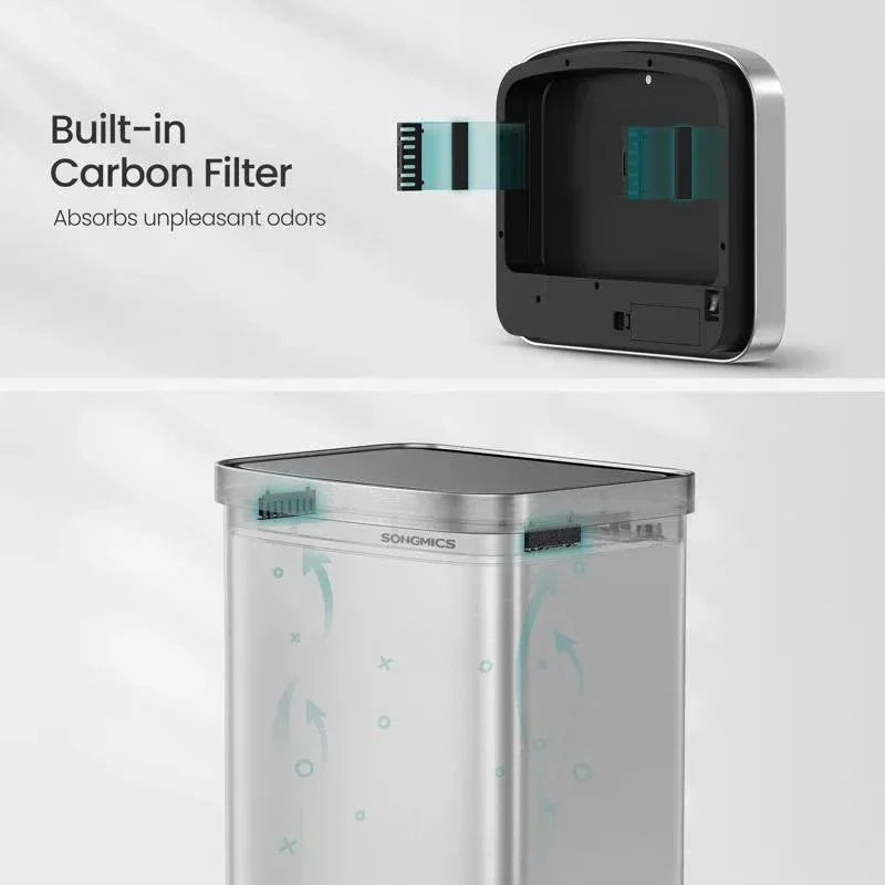 13-Gallon Stainless Steel Kitchen Trash Can with Hand Wave Motion Sensor Lid