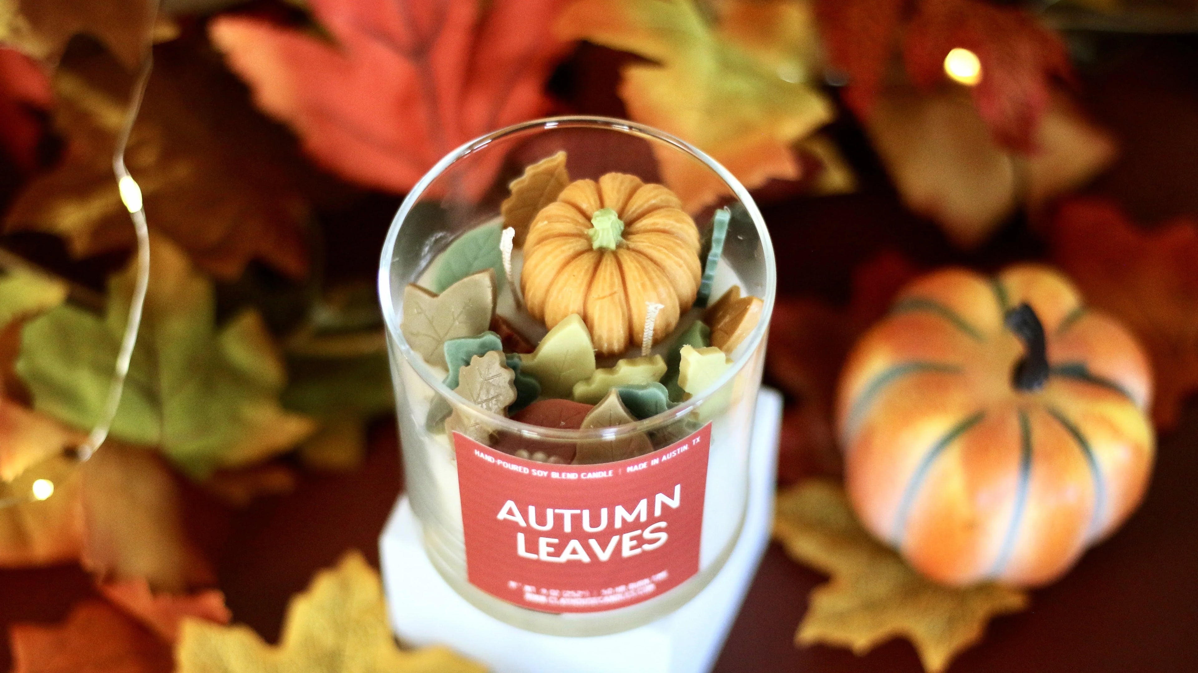 Autumn Leaves Container Candle Clay House Candles