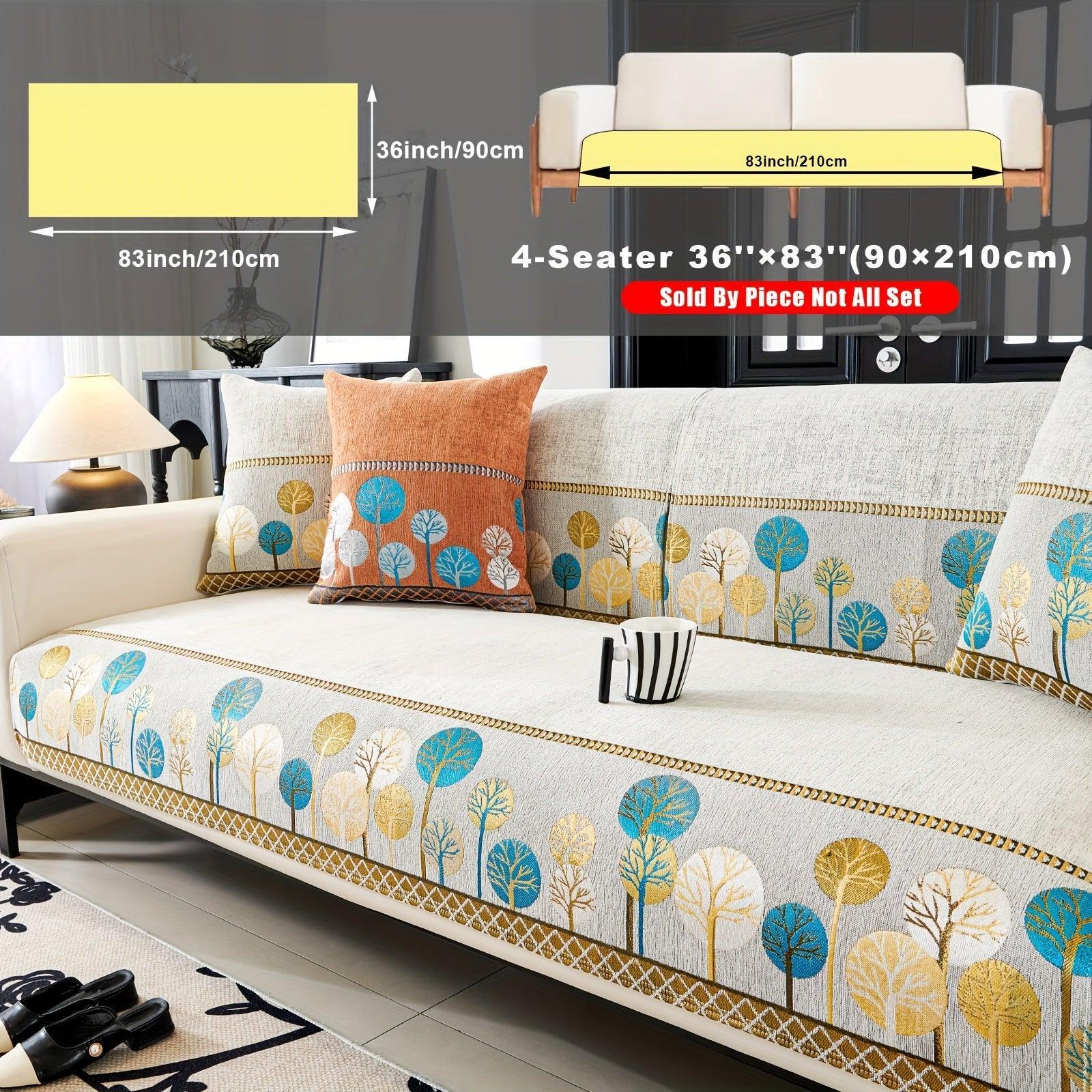 Pet Proof Couch Cover - Boho Chenille Sofa Cover with Tree Embroidery topspet