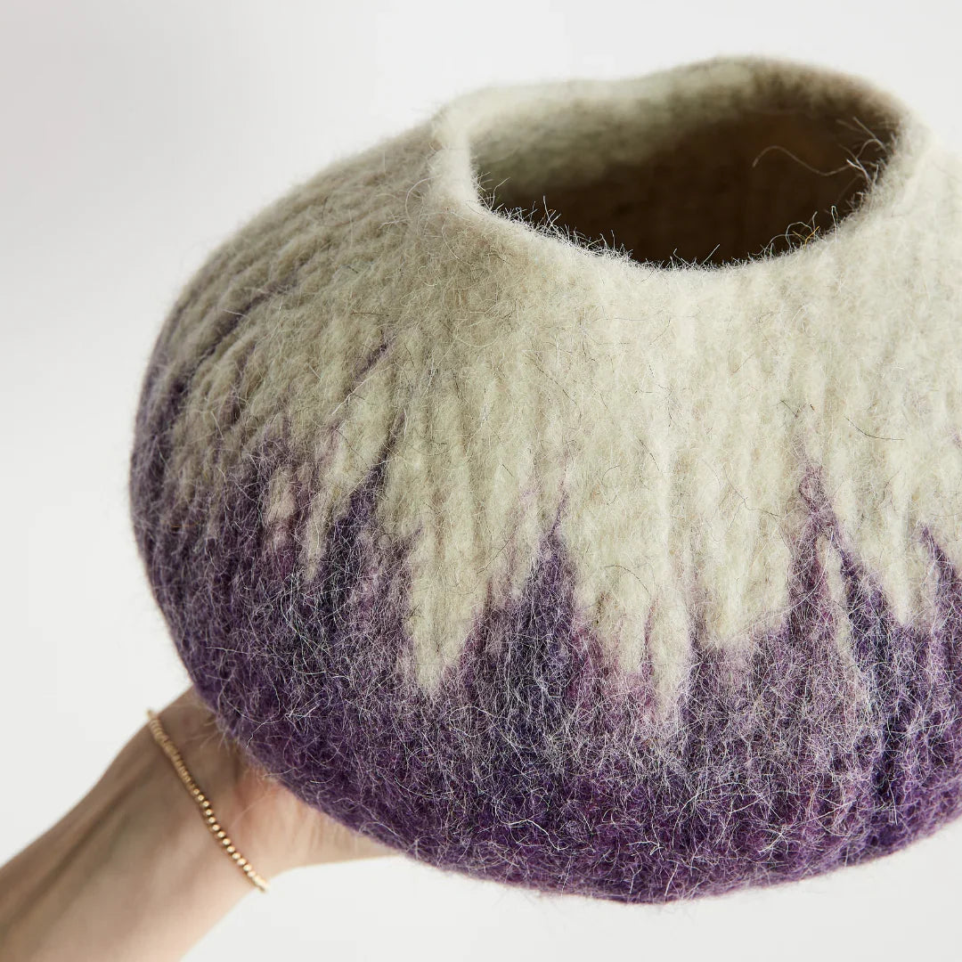 Violet Purple Decorative Wool Ukhamba Bowl Kanju Interiors
