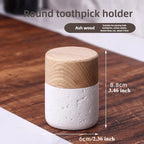 Wabi-Sabi Style Resin Toothpick and Swab Holder with Wooden Lid – Natural Look, Rustic Design, Perfect for Home Decor in Living Room, Dining Room, or Hotel – Ideal Gift for Christmas, Valentine'S Day, or Father'S Day, Too House Of Avana