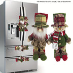 2-Pack Christmas Refrigerator Door Handle Covers, Vintage Plaid Fabric Santa & Snowman Kitchen Appliance Handle Covers, Polyester Non-Electric Festive Decor for Fridge, Microwave, Dishwasher - Universal Holiday Anniversary Pa House Of Avana