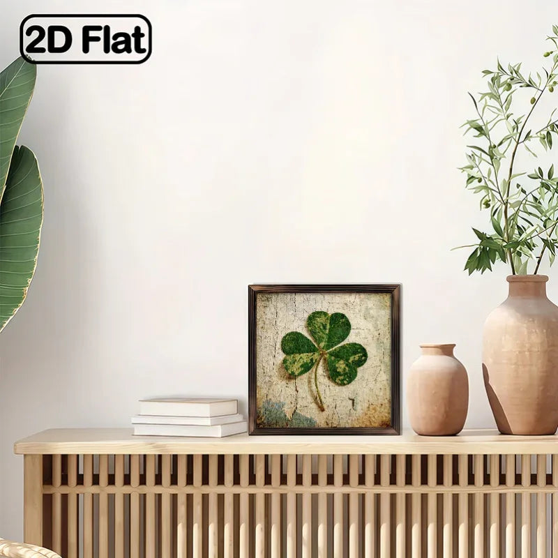 Shamrock Sign - Rustic Wooden Green 8x8 Inch