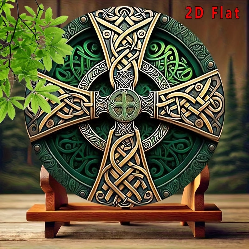 Metal Sign - Celtic Knot Metal Green 8x8