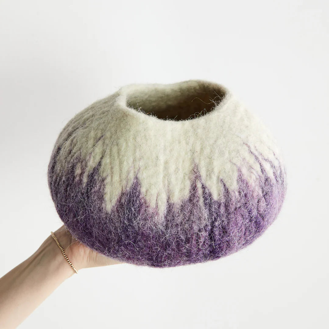 Violet Purple Decorative Wool Ukhamba Bowl Kanju Interiors