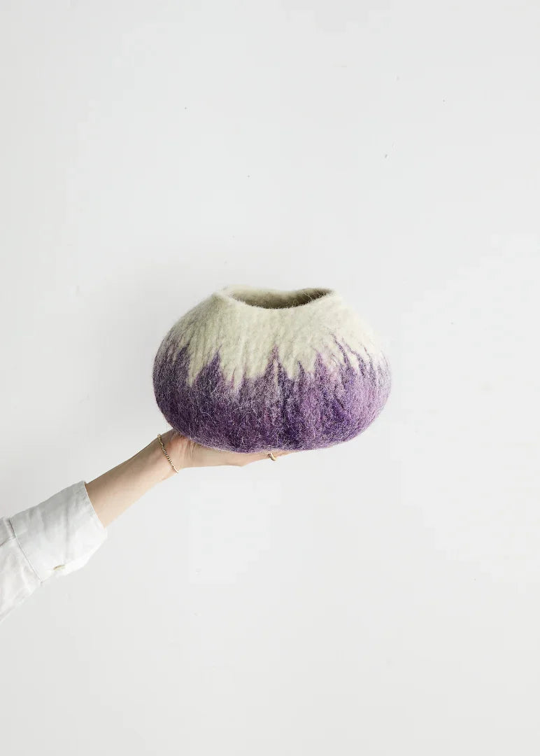 Violet Purple Decorative Wool Ukhamba Bowl Kanju Interiors