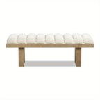 Bella 52 Upholstered Modern Acnt Bench, Ivory White Boucle House Of Avana