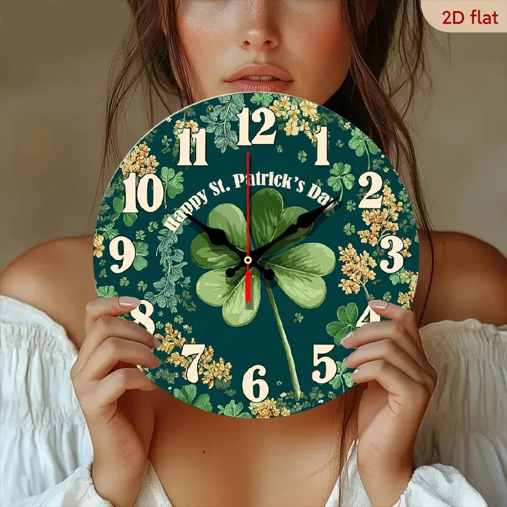 Wall Clock - Silent Wooden Round