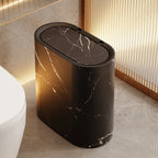 [14L Marble Trash Bin] Compact 14L/3.7gal Marble and Wood Grain Plastic Corner Trash Bin with Lid | Square Odor-Sealing Design, No Electricity Needed for Toilet, Hotel, Homestay, Kitchen, Living Room House Of Avana
