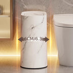 [14L Marble Trash Bin] Compact 14L/3.7gal Marble and Wood Grain Plastic Corner Trash Bin with Lid | Square Odor-Sealing Design, No Electricity Needed for Toilet, Hotel, Homestay, Kitchen, Living Room House Of Avana