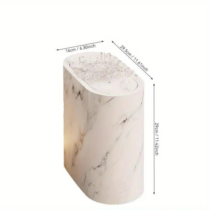[14L Marble Trash Bin] Compact 14L/3.7gal Marble and Wood Grain Plastic Corner Trash Bin with Lid | Square Odor-Sealing Design, No Electricity Needed for Toilet, Hotel, Homestay, Kitchen, Living Room House Of Avana