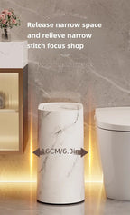 [14L Marble Trash Bin] Compact 14L/3.7gal Marble and Wood Grain Plastic Corner Trash Bin with Lid | Square Odor-Sealing Design, No Electricity Needed for Toilet, Hotel, Homestay, Kitchen, Living Room House Of Avana