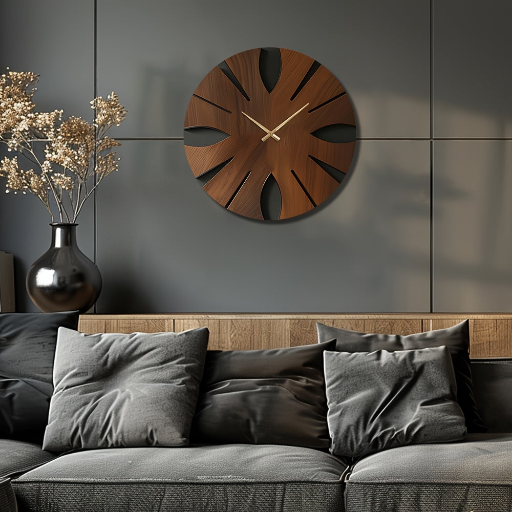 Artistic Wooden Wall Clock - Silent, Non-Ticking, Unique Irregular Shape | Decorative MDF Home Decor for Living Room, Bedroom, Office House Of Avana