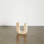 U-Shaped Wooden Double Taper Candlestick Holder Kanju Interiors