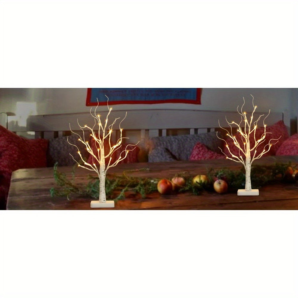 Birch Tree with Led Lights, White Christmas Tree Decorations Indoor with Timer, Lighted Mini Small Artificial Lamp Prelit Twig Tree Battery Operated for Table Centerpiece Home Decor 4Pack House Of Avana