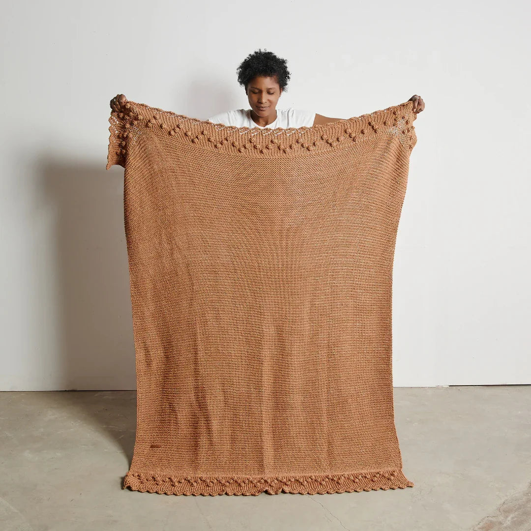 Bobble Lace Edged Eco-Cotton Throw Kanju Interiors