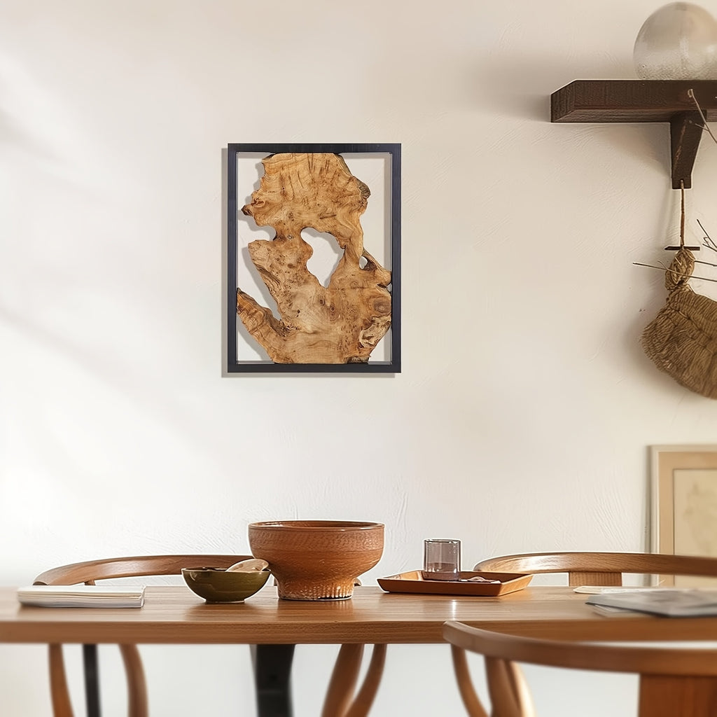 16"x12" Handcrafted Wood Wall Panel - Large Rustic Wood Slice with Tree Ring Patterns, Dark Brown/Beige Hand-Polished Wood Grain for Farmhouse, Modern, Boho Home, Kitchen, Office - Durable Wood Art Decor (No Frame Needed) House Of Avana