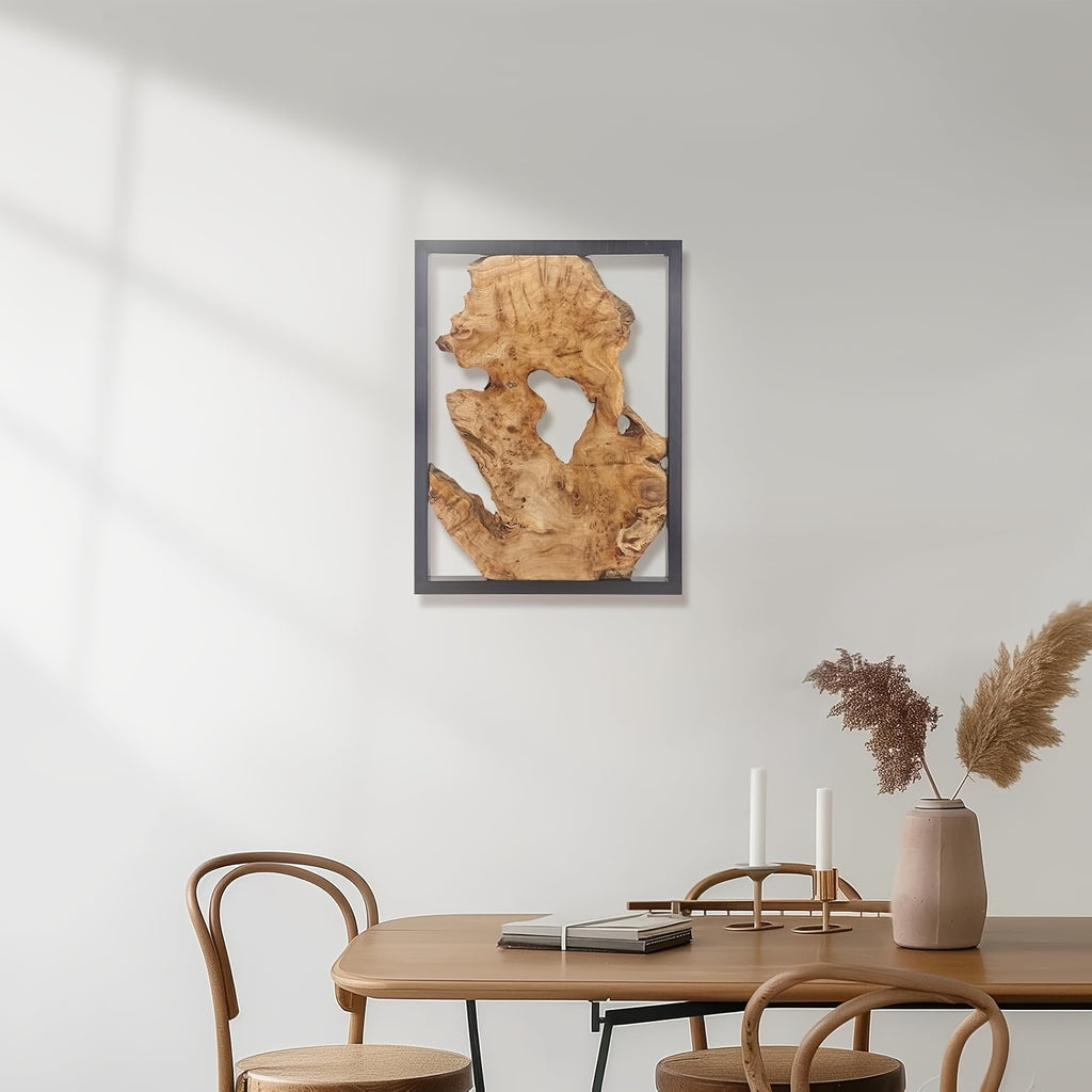 16''x12'' Modern Handcrafted Wood Wall Decor - Rustic Charm with Natural Grain & Knots, Warm Brown & Golden Tones, Contemporary Farmhouse Style for Living Room, Kitchen House Of Avana